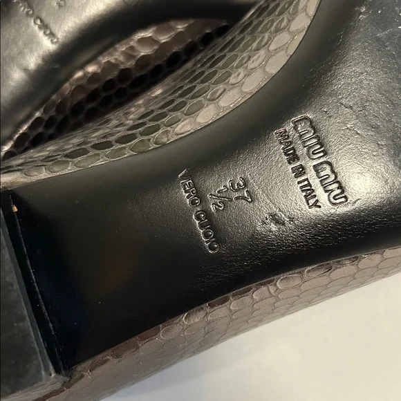Miu Miu Metallic Snakeskin Women's Flats - Picture 9 of 14